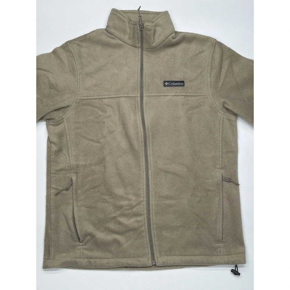 Columbia Fleece Full Zip Jacket Tan Khaki Men's Warm Outdoor Layer‎ Medium